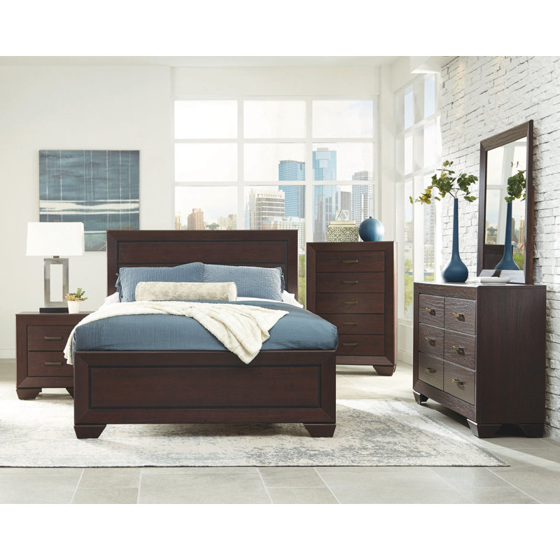 Ensemble de chambre à coucher Canmore , Cacao foncé, Bed, Nightstands, Dresser, Mirror, Chest, Très grand