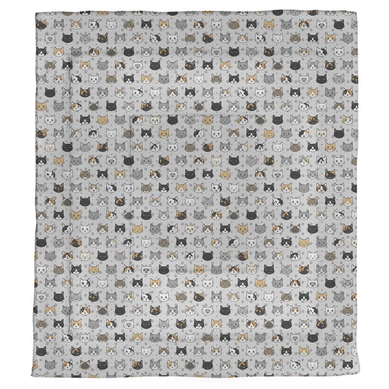 Grand confort réversible pour chat simple kitty Katelyn  Elizabeth, Édredon simple TG, Gris