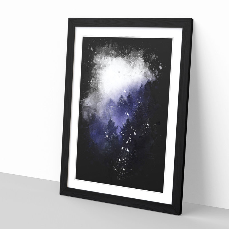 Forest Fog in Germany - Picture Frame Painting Print, 33cm H x 24cm W x 2cm D, Black Framed