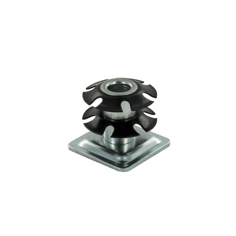 Insert de roulette à filetage étoile double Outwater Industries | Acier traité à la chaleur | Convient aux tubes carrés de 1-1 / 8 pouce de calibre 16 à 18 | FILETAGE: 3 / 8-16 | Paquet de 100