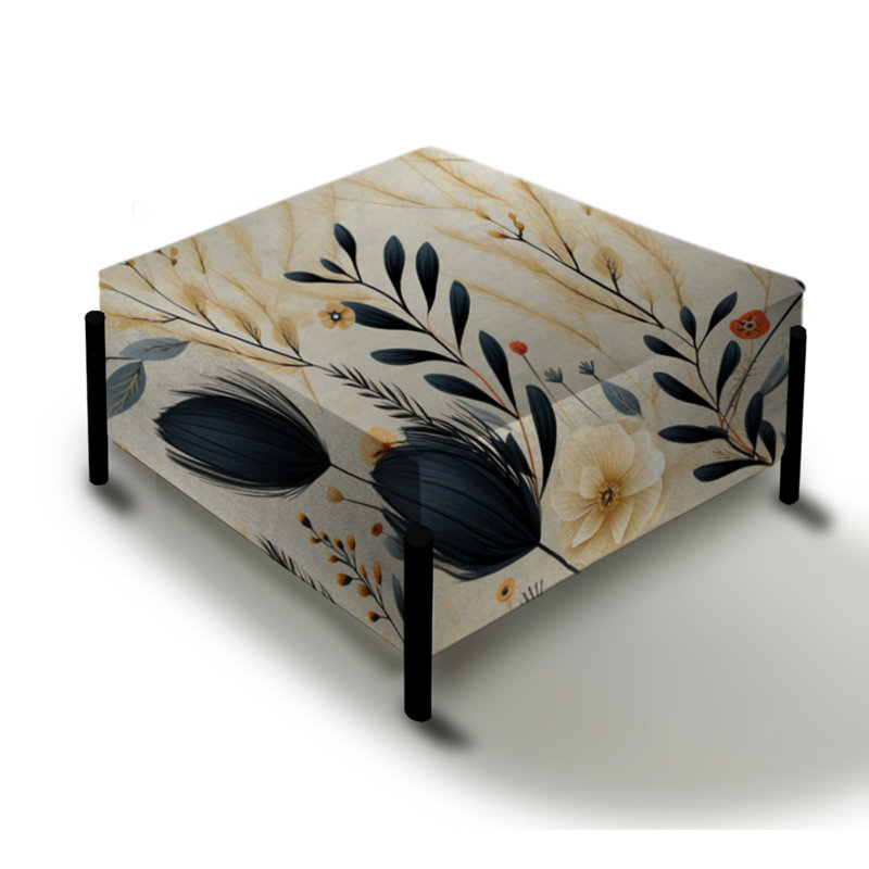 Nomadic Elegance Boho Ferns Pattern - Floral Large Square Ottoman