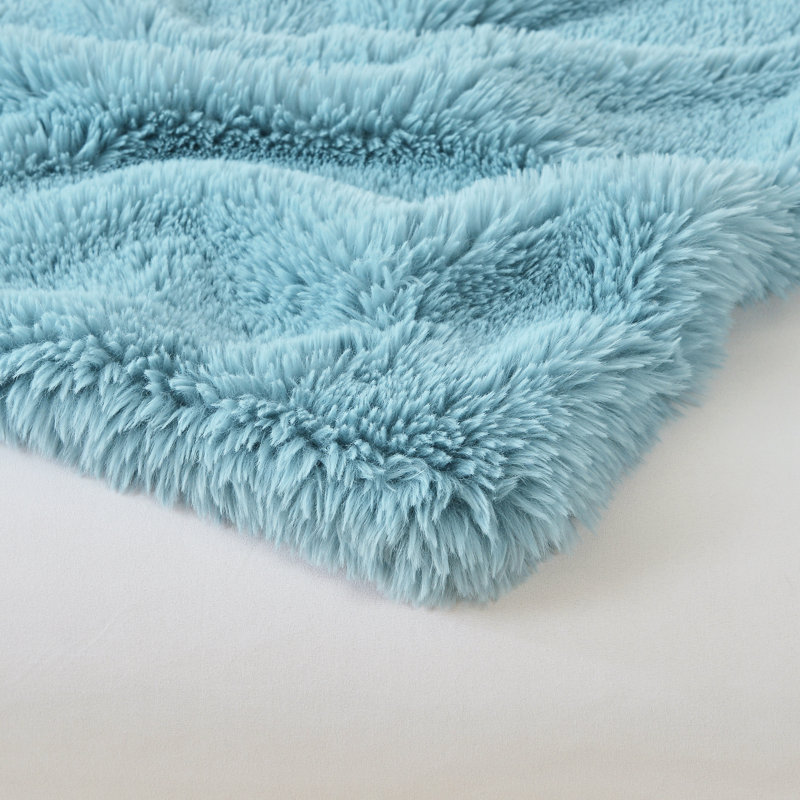 Knitted Throw Blanket, 223.5cm W x 228.6cm L, Teal