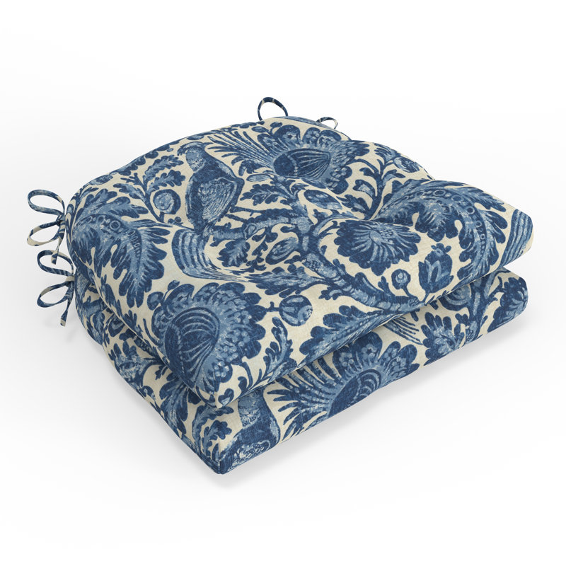Coussin de chaise intérieur / extérieur floral avec attaches Alcott Hill®