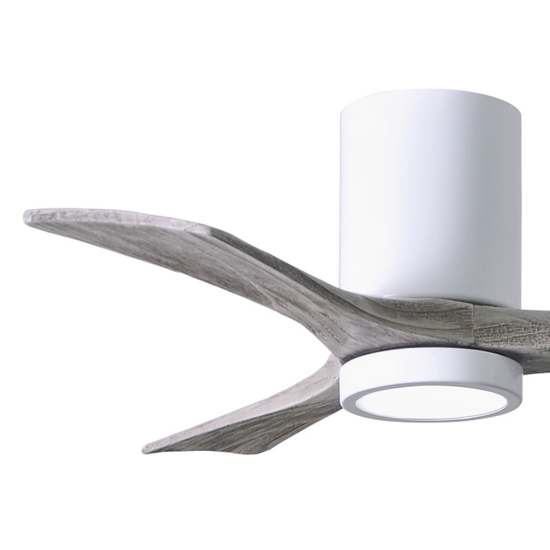 Irene LED Ceiling Fan, Gloss White, Barn Wood Tone, 52"