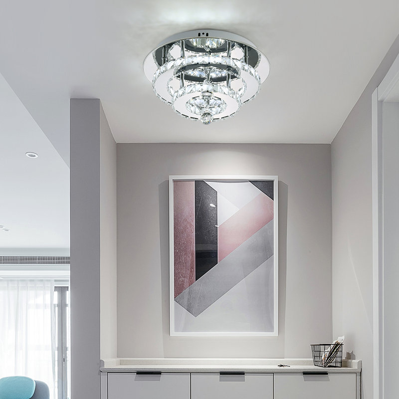 36W Modern Round LED Crystal  Flush Mount Crystal Chandeliers Fixture, White Light, 6000K