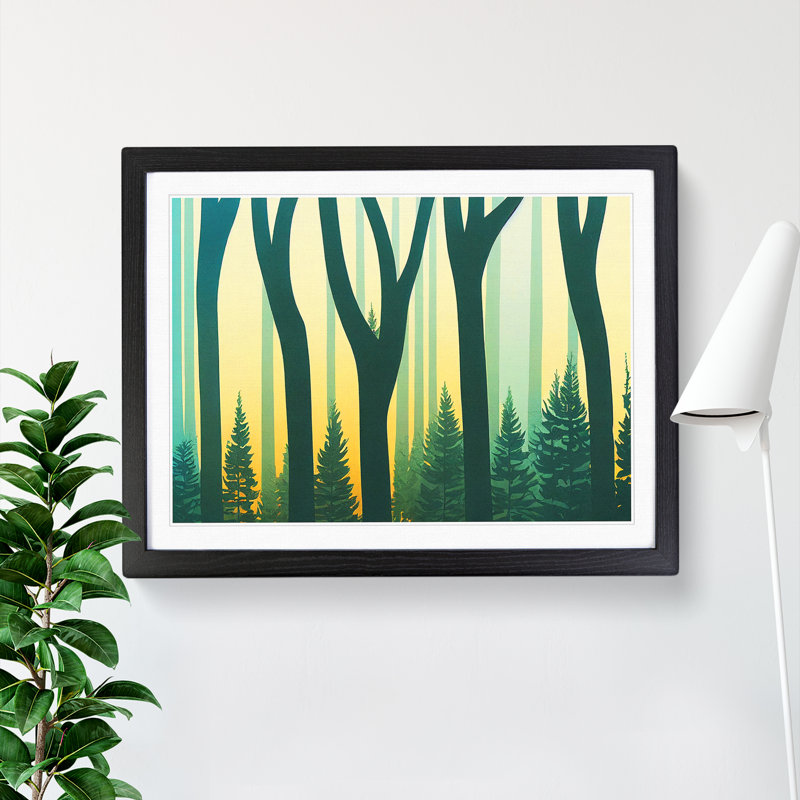 Snazzy Forest - Single Picture Frame Painting, 46cm H x 64cm W x 2cm D, Black