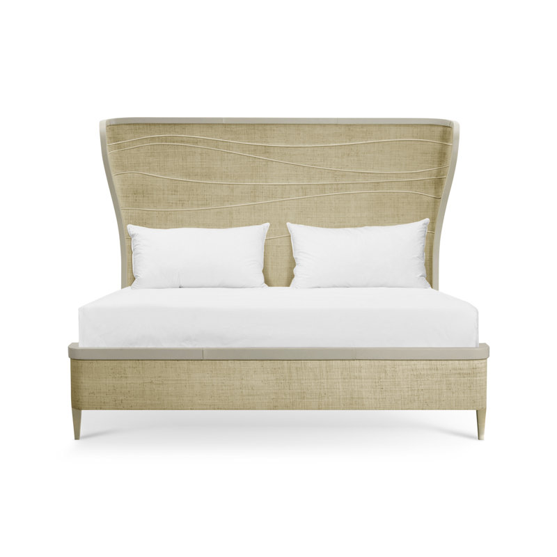 Water Upholstered Wingback Bed