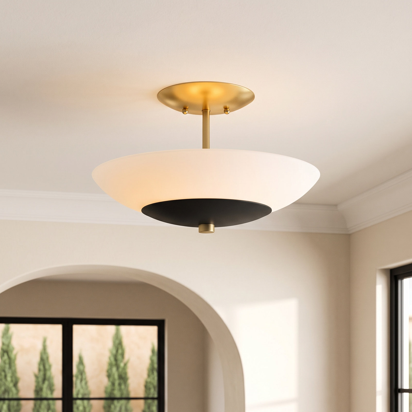 Portage 3 Light Glass Semi Flush Mount