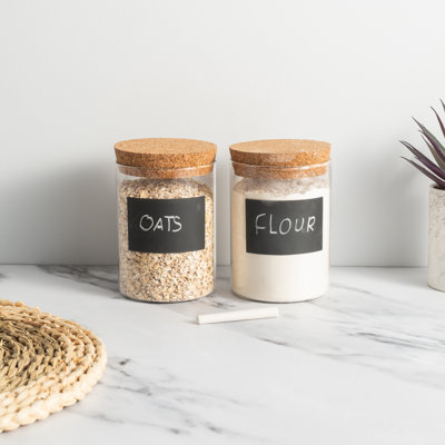 Natural Elements Small Glass Storage Canister, Set of 2, Clear, 700ml