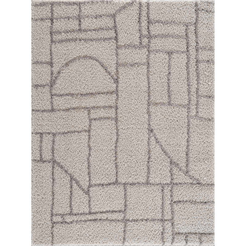 Juwaria Abstract Cream Area Rug, Rectangle 6'7" x 9'