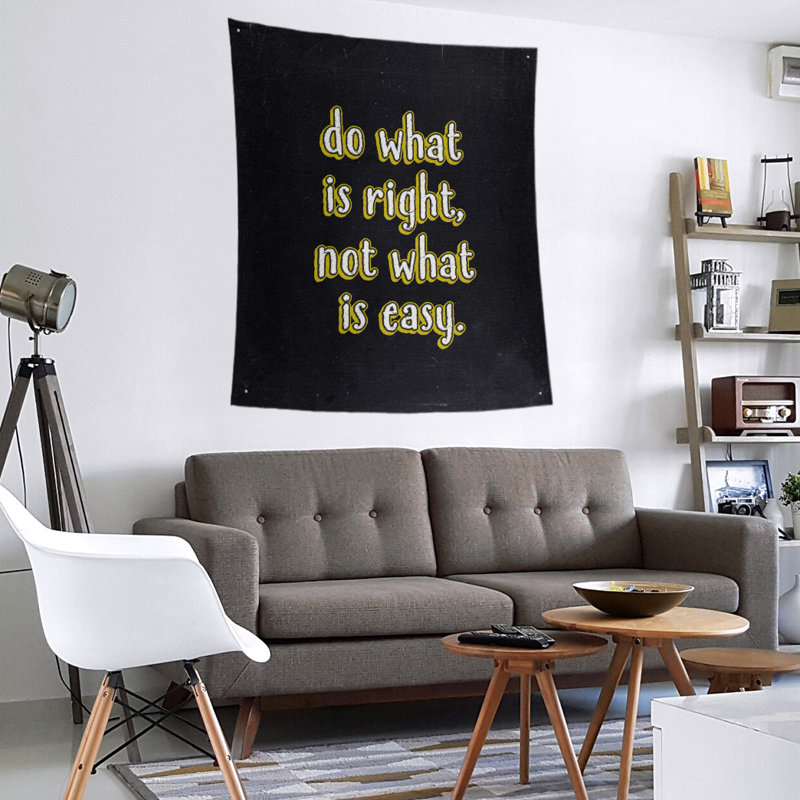 Polyester do what is right quote tableau noir tapisserie, H 104 po x l 88 po, Jaune
