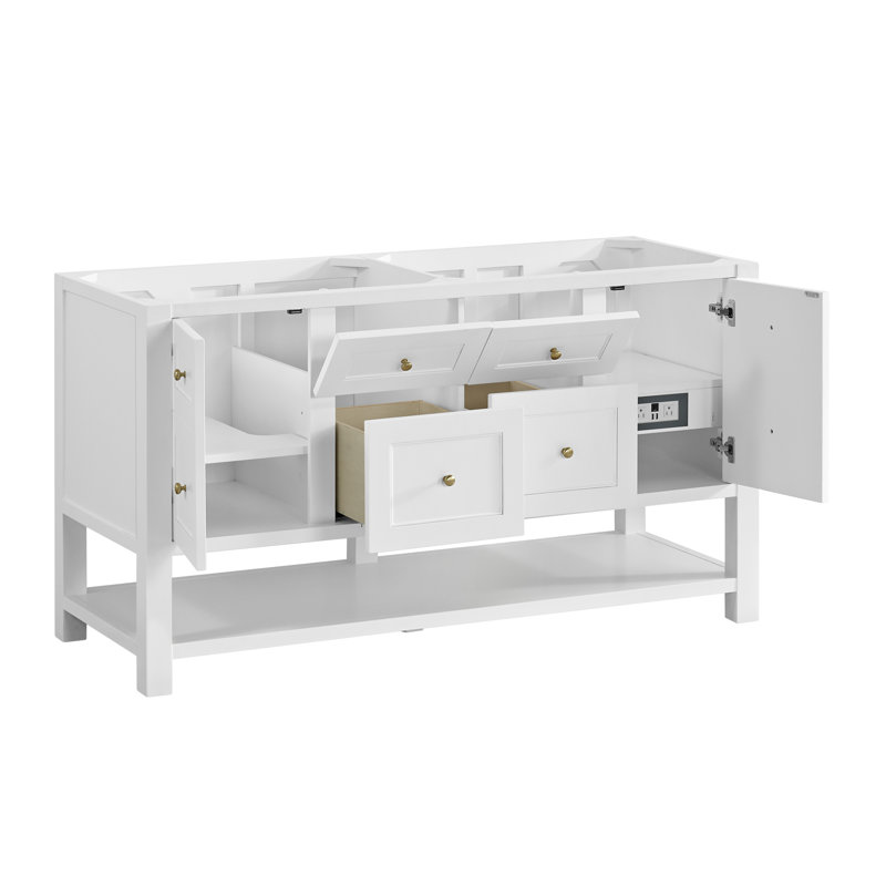 Breckenridge 59.88'' W Double Bathroom Vanity Base, Bright White