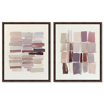 «Tonal Gridwork Duo», reproduction d'art sur toile encadrée par Art Remedy, cadre en noyer, 20 x 24