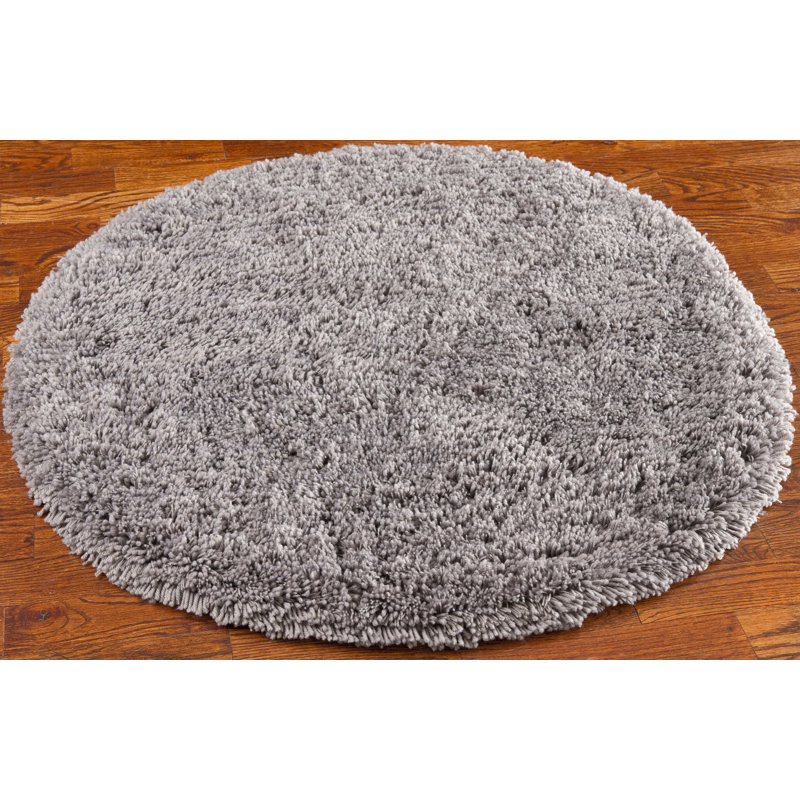 Tapis gris touffeté à la main Assar, Rond 8 pi