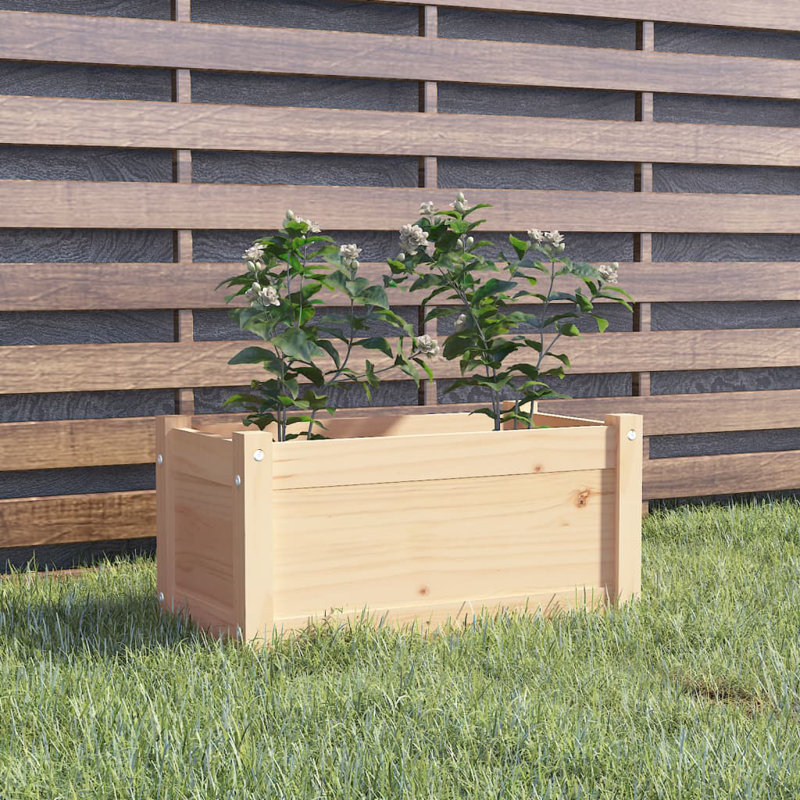 Wood Pot Planter, Brown, 12.2" H x 23.6" W x 12.2" D