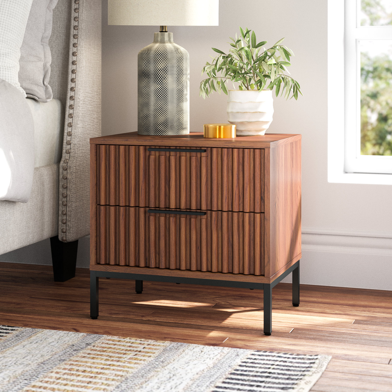 Burgess Nightstand, Walnut / Black