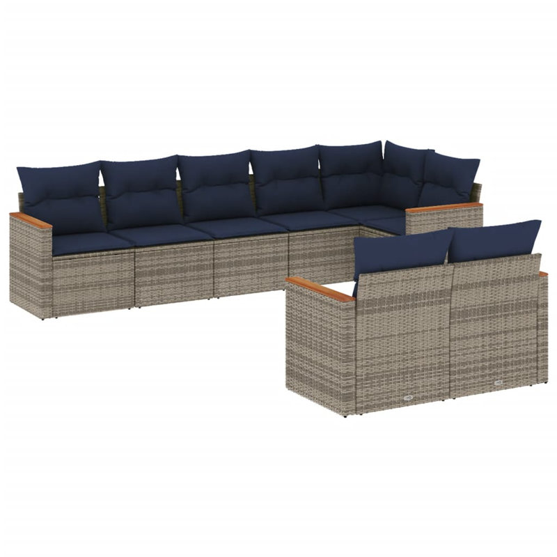 Ensemble de canapé de patio 9 pièces avec coussins en rotin de polyester gris