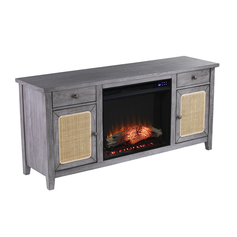 Clubmoss TV Stand for TVs up to 55" with Electric Fireplace Included