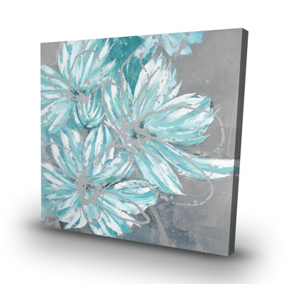 Three little abstract flowers - 32"x32" art on canvas