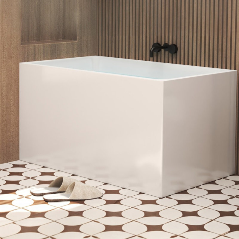 47" x 27.6" Standard Rectangular Freestanding Soaking Acrylic Small Bathtub for Small Space without Seat