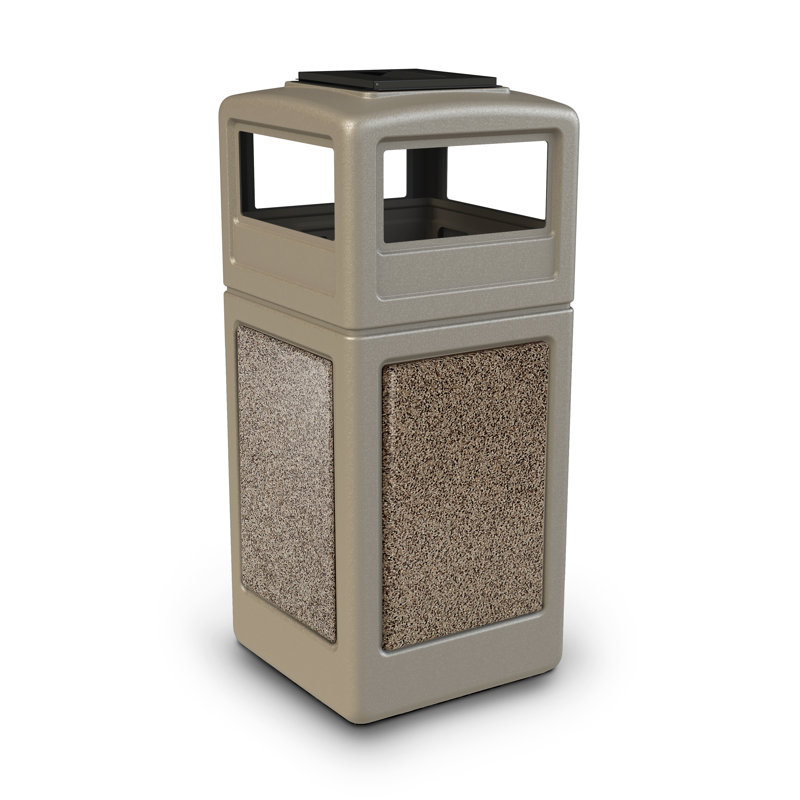 Poubelle® 42 gallons StoneTec, Beige avec bleu-gris