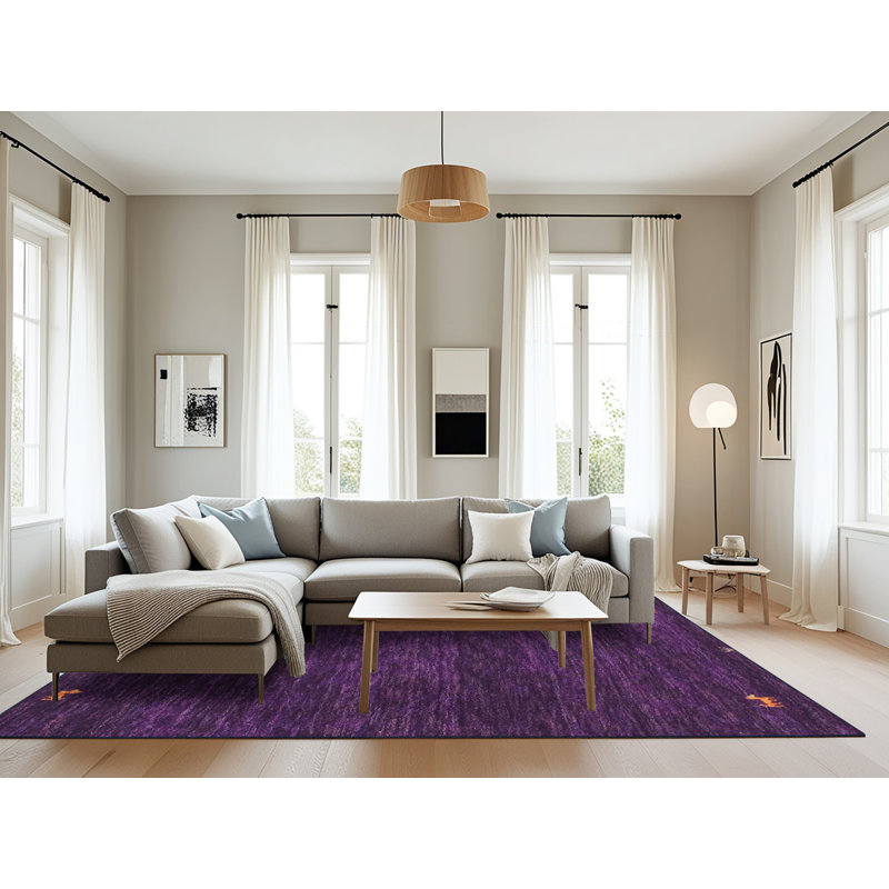 Tapis de zone mauve contemporaine Jabes, Rectangle 8 pi x 10 pi