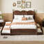 Grand lit plateforme avec 2 grands tiroirs et 1 lit gigogne simple-1092855311