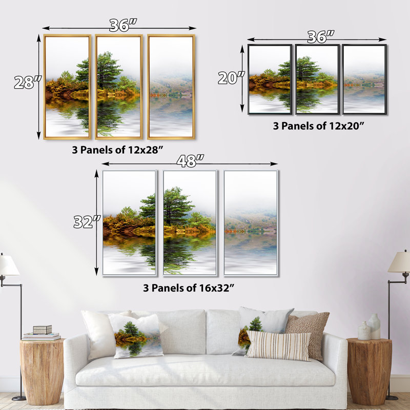 Pin avec reflet - Photographie de 3 pièces sur toile, H 32 po x l 48 po x P 1 po, Blanc
