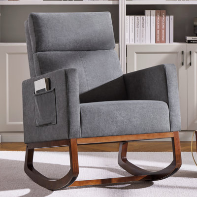 Chaise berçante moderne à dossier haut avec pieds en bois massif