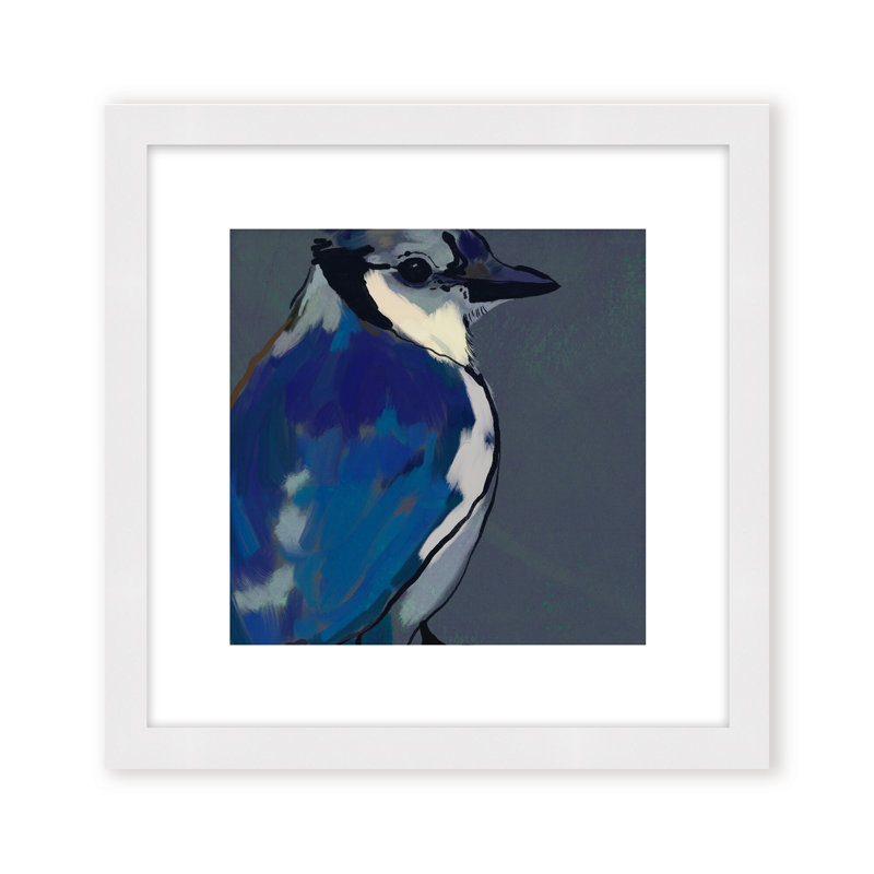 Nature Inspired Azure Aviary, 16" H x 16" W, Framed Matted Print, Black