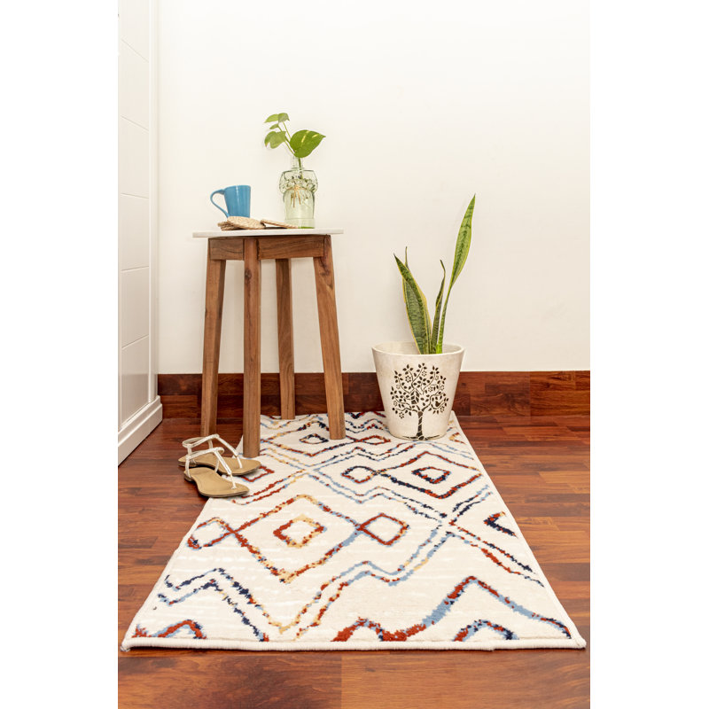 Tapis géométrique beige, Rectangle 7 pi 8 po x 11 pi