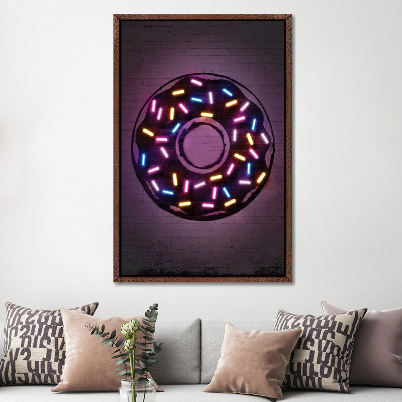 Donut by Octavian Mielu - Print on Canvas, 66.04 cm H x 45.72 cm W, Brown Framed