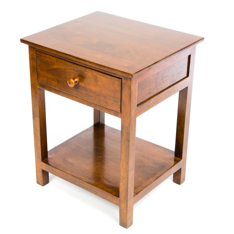 Accent 40cm W Solid Wood Bedside Table, Light Wood