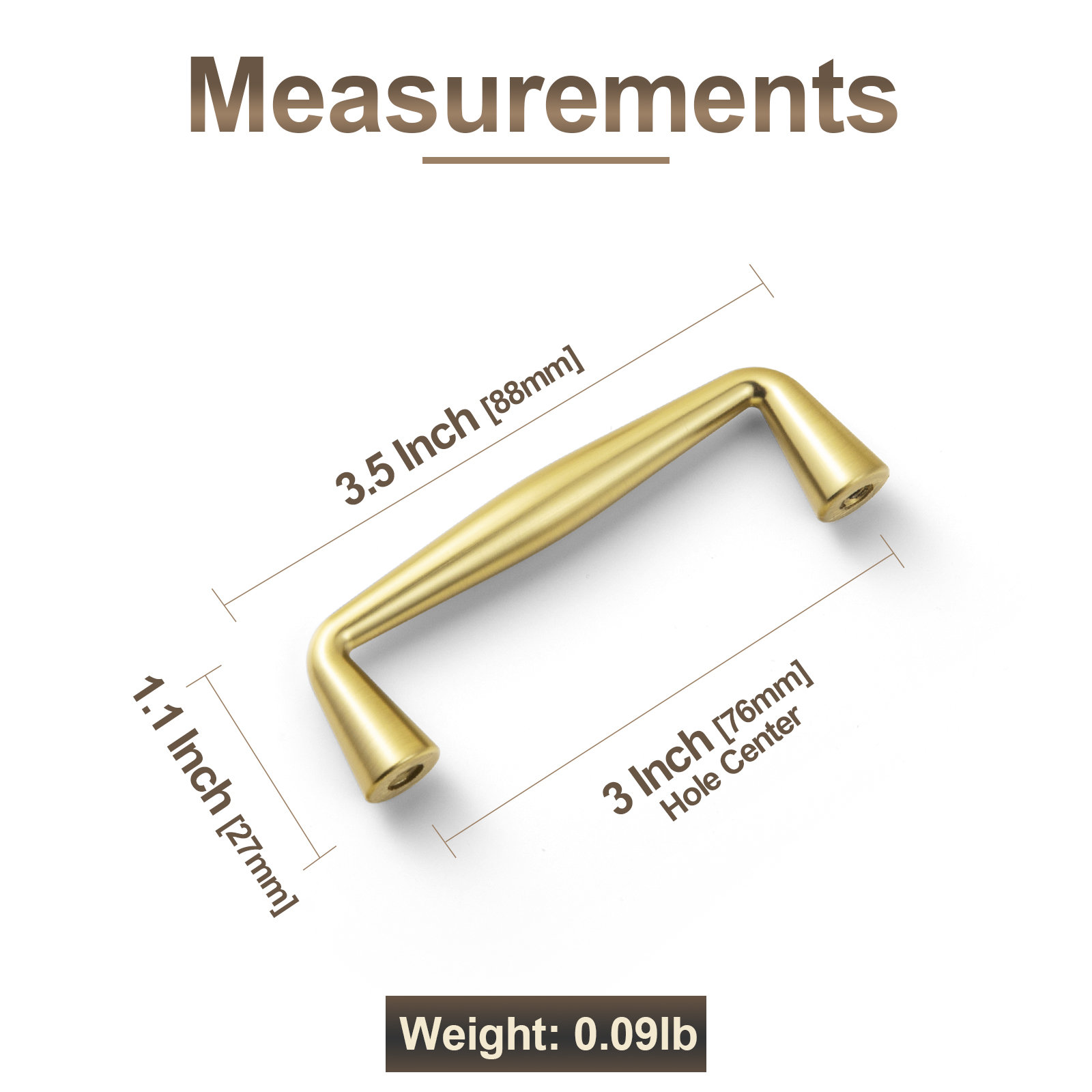 Center Bar Pull Multipack , Brushed Gold, 3"