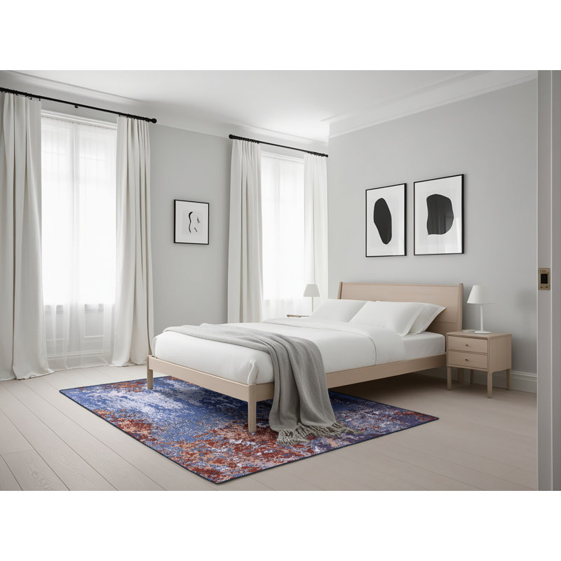 Tapis brun / bleu, Rectangle 5 pi x 7 pi