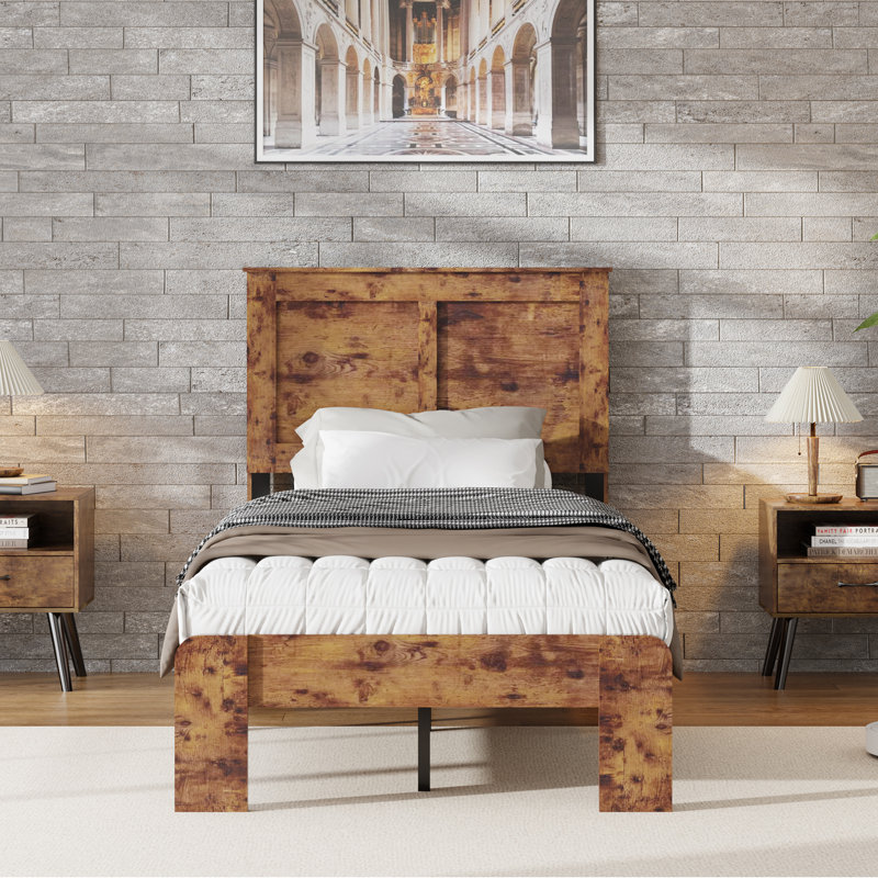 Structure de lit double, structure de lit plateforme en bois, silencieux, aucun sommier nécessaire et outil d'assemblage facile