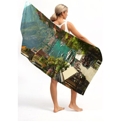 Landscape Microfiber Oversized Lightweight Beach Towel XL Extra Large Small Town Thin Sand Towels Travel Swim Pool Yoga Gym for Women Men Beach Essentials Accessories Vacation Gift, 60 x 80 in