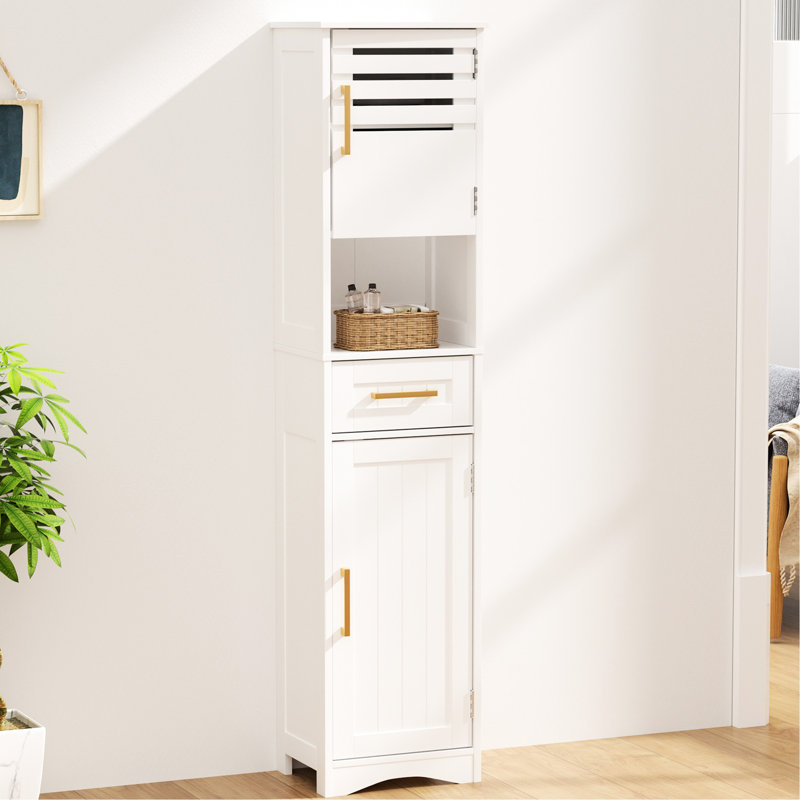 Bathroom Tall Cupboard - 1 Drawer, 2 Doors, Construction, , White Locker Proof Interior