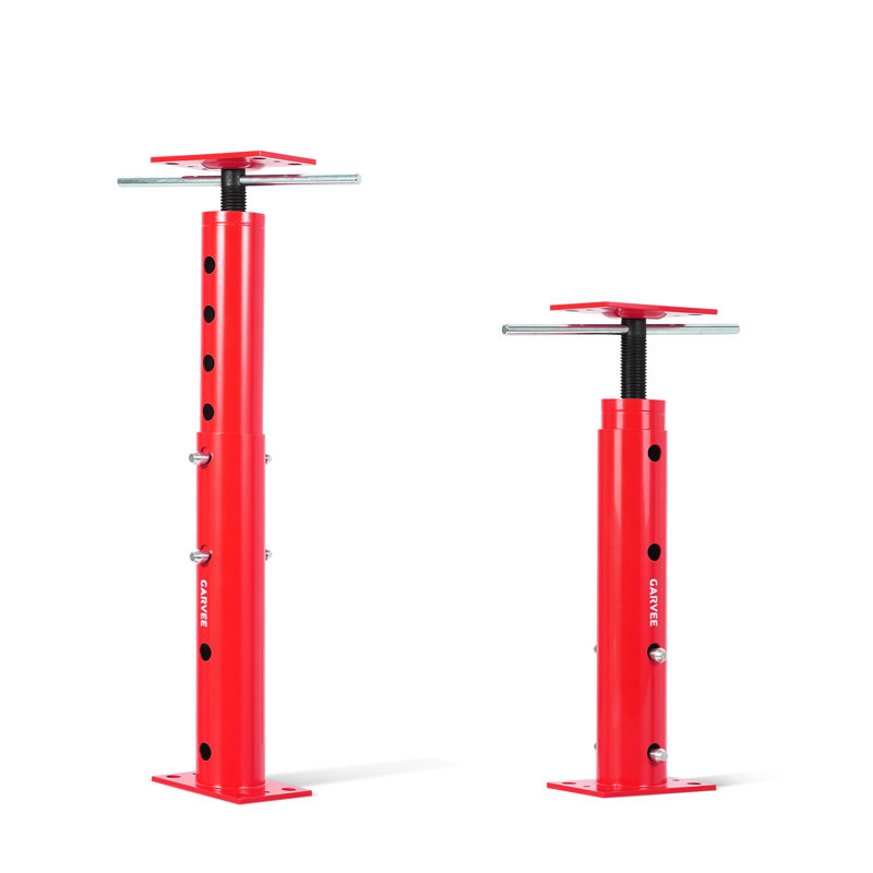 Paquet de 2 vérins de sol réglables pour la maison, poteaux de soutien télescopiques de 19 à 36 po, support temporaire en acier au carbone d'une capacité de 18 000 lb pour le vide sanitaire du sous-sol, rouge