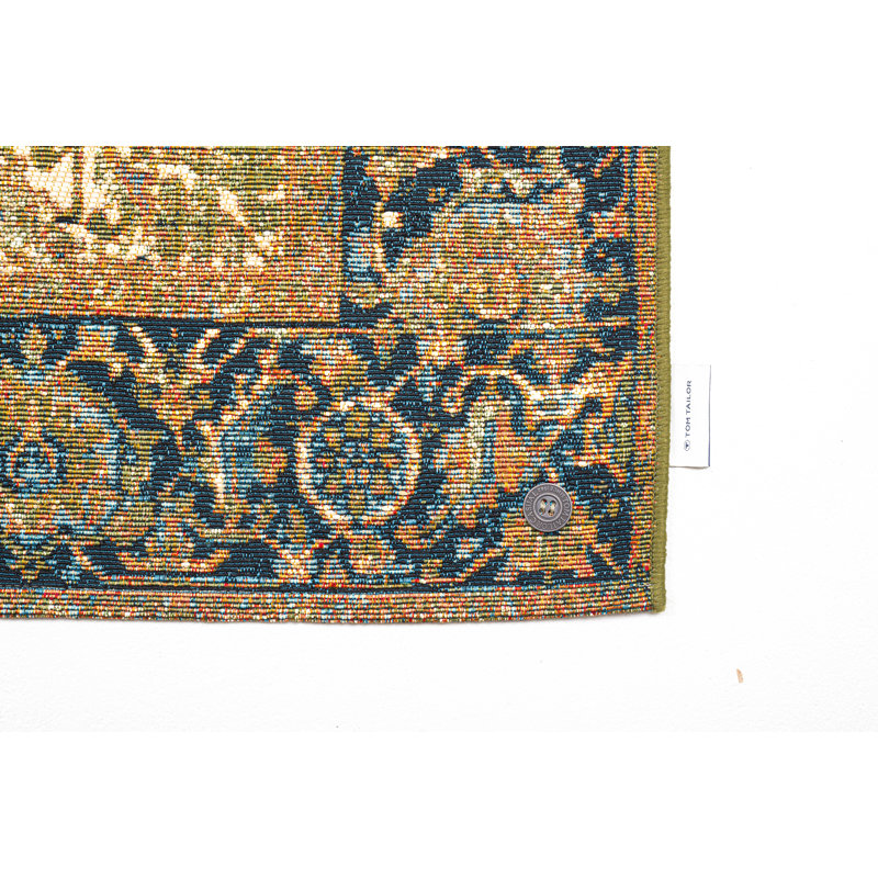 Funky Flatweave Green Rug, Rectangle  80 x 165cm