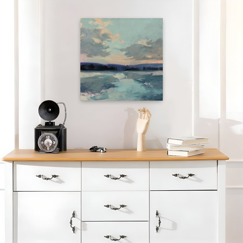Ciel éphémère côtier avec art bleu turquoise, H 18 po x l 18 po