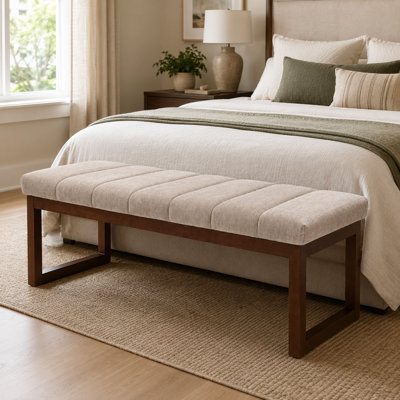 53'' Wide Upholstered Bench With Wood Legs