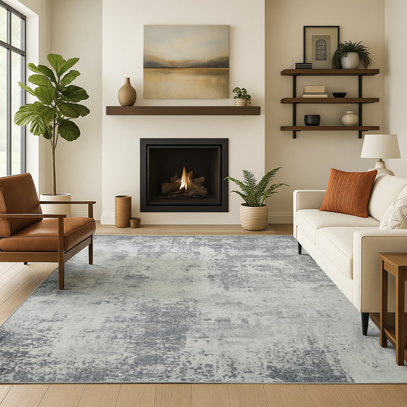  Pet Friendly Industrial-style abstract art carpet, Rectangle 8' x 10'