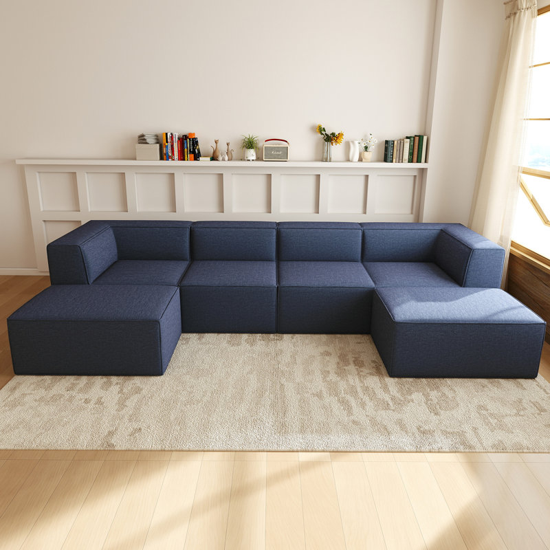Canapé modulaire Compression Comfy Cloud, Polyester bleu
