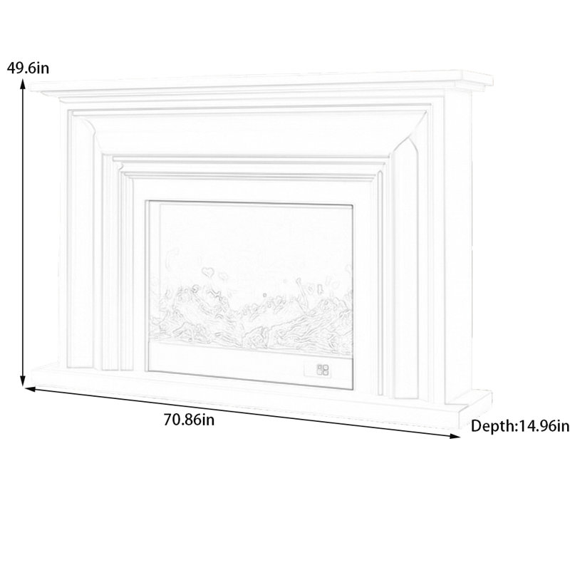 Élégante cheminée à conception tridimensionnelle, Blanc, H 49,6 po x l 70,86 po x P 14,96 po