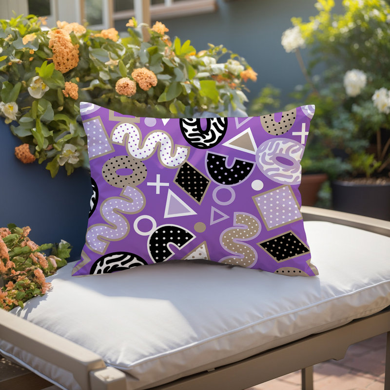 Coussin lombaire réversible intérieur / extérieur Zyra, Rectangle H 14 po x l 20 po, Mauve