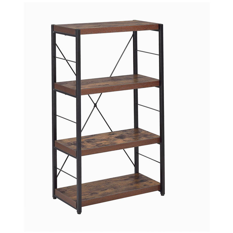 Weathered oak and black 3-tier bookshelf, Black/Brown