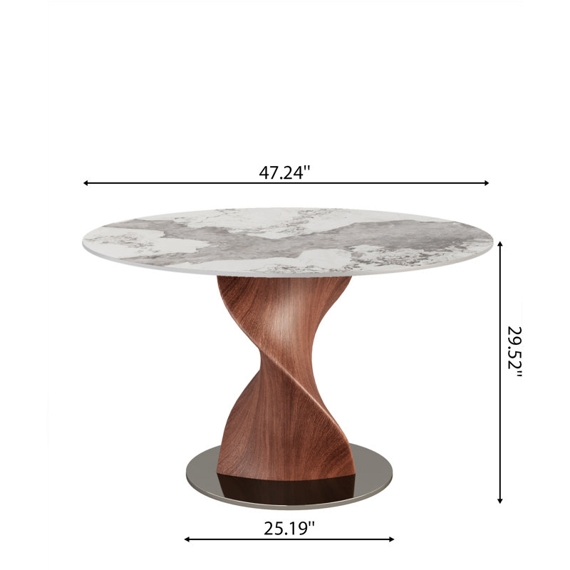Table de salle à manger Mid-Century, Glossy Sand, H 29,53 po x L 47,24 po x l 47,24 po