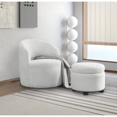 Mercer41 Upholstered Swivel Barrel Chair with Ottoman | Wayfair
