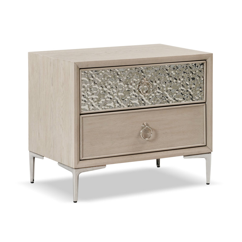 Table de chevet 2 tiroirs Preste, Beige